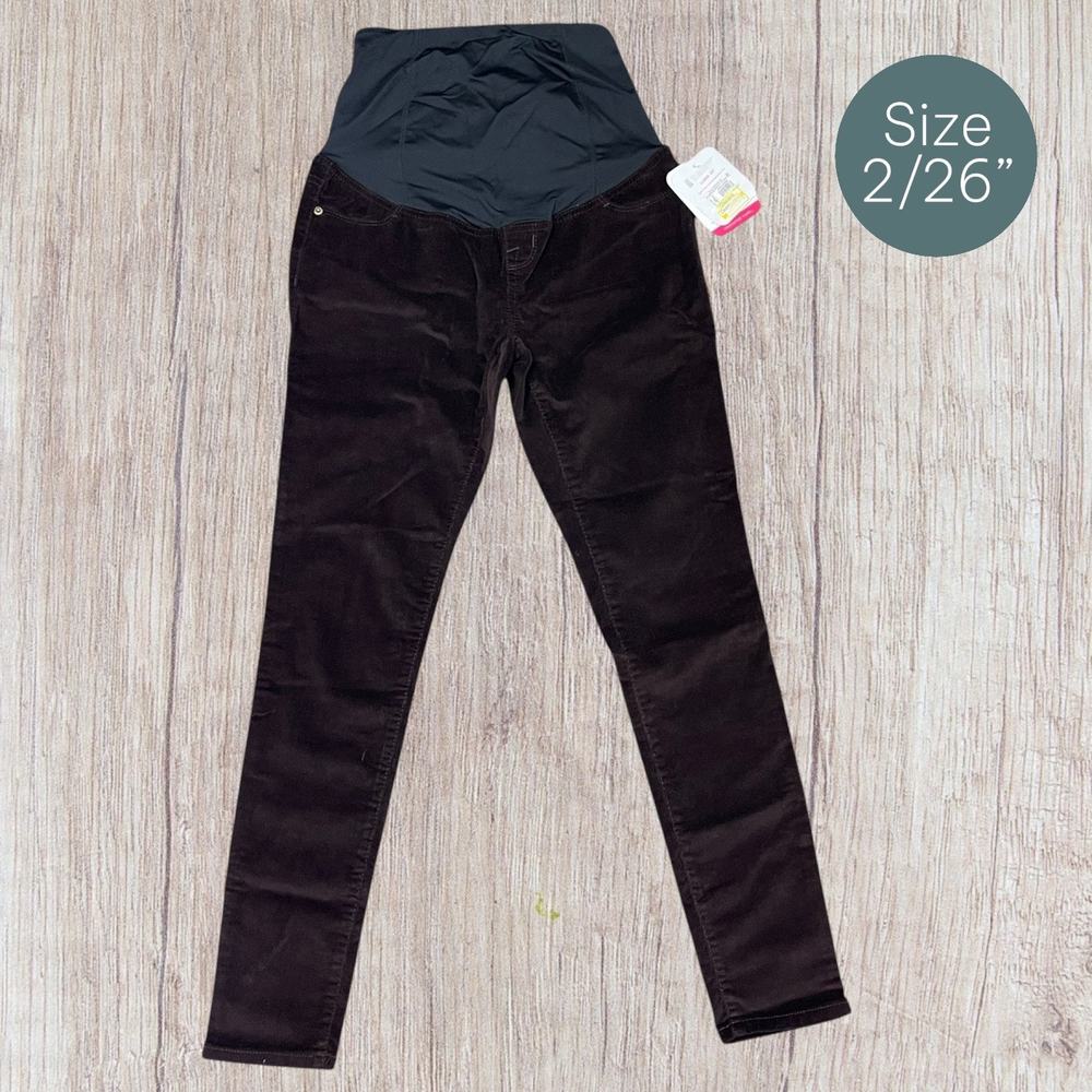 Burgundy Maternity Crossover Panel Skinny Corduroy Jeans by Ingrid & Isabel